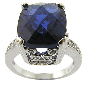 Stunning 925 Sterling Silver Blue Cubic Zirconia Ring Size 8